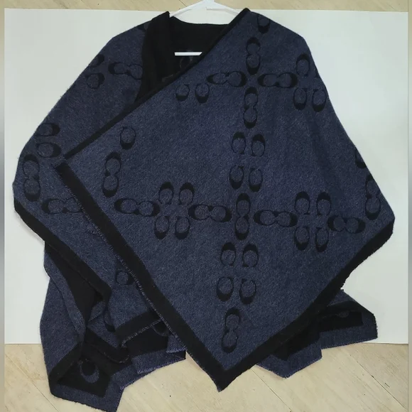Coach Signature Poncho - Black/Midnight Navy - Picture 8 of 10